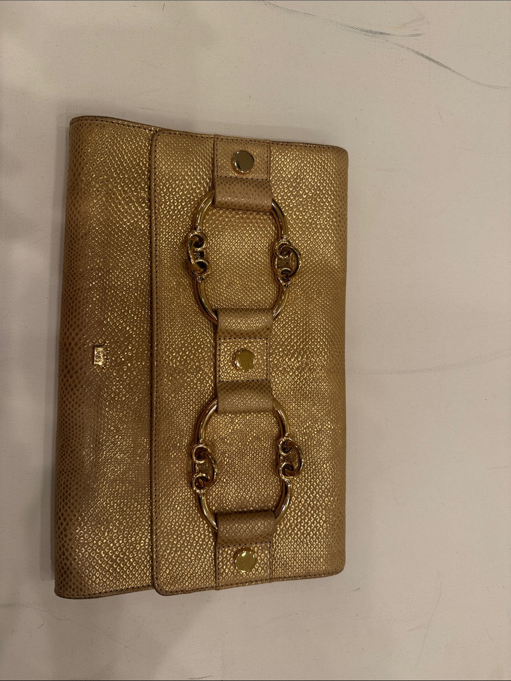Elaine Turner Metallic Gold Chain-Accent Wallet